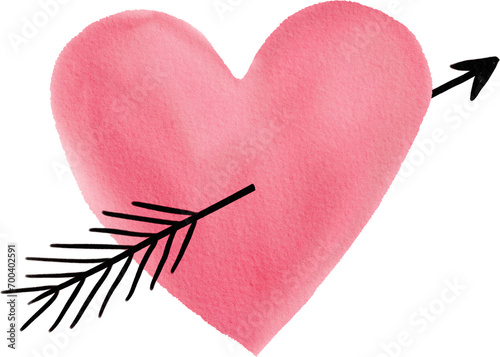 hand drawing heart watercolor style, created digitally