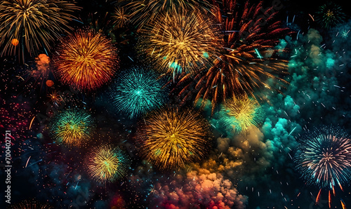 Shrouded in darkness, the hypnotic beauty of a fireworks display casts an irresistible spell over all spectators; its intricate portrayal perfectly captures each burst.