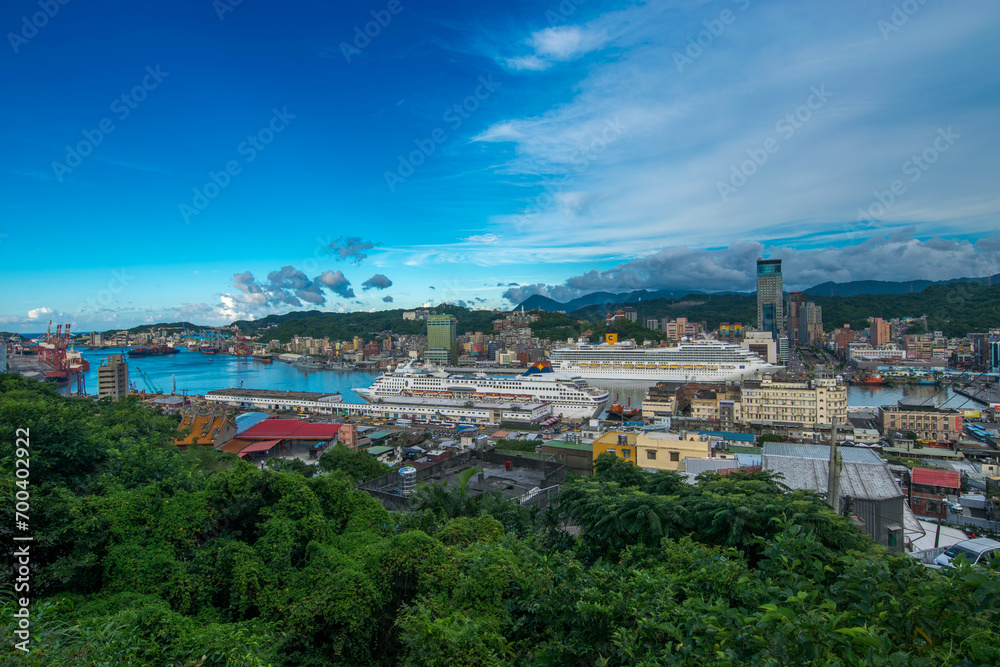 view of the Keelung harbor, Taiwan.