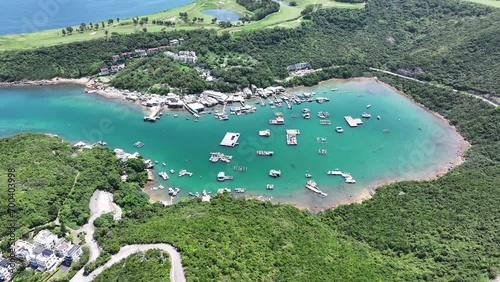 Po Toi O Chuen Clearwater Bay Golf and Country Club ,a golf course Campsite yacht marina club providing sports recreation beach camping dining country park facilities, located in Sai Kung Tseung Kwan  photo
