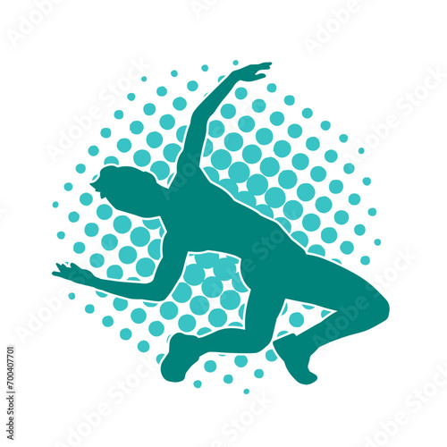 Silhouette of a ballet dancer female in pose. Silhouette of a ballerina in action pose.