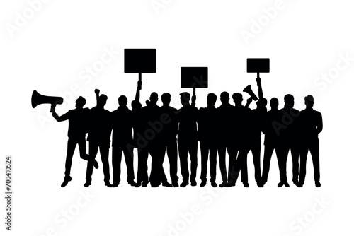 Collection of demonstration illustrations of silhouettes of many people demonstrating