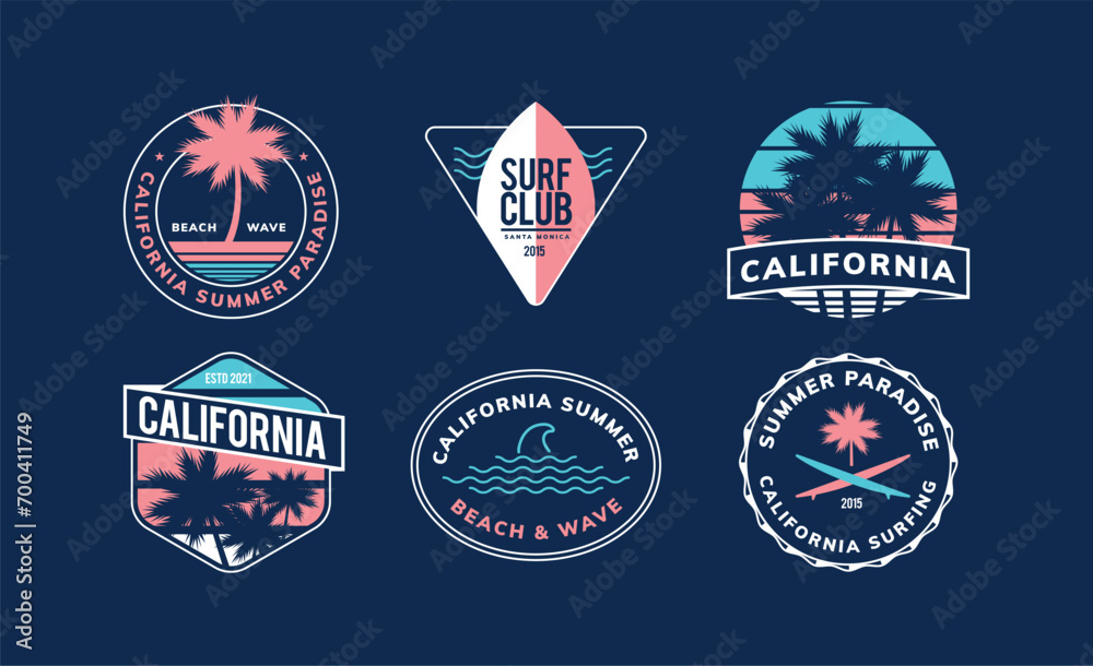 surfing badge design - obrazy, fototapety, plakaty 