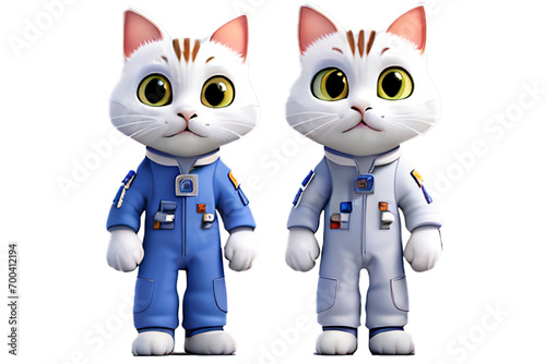 3d cute cat character wearing astronaut suit