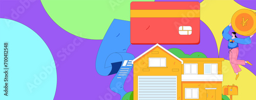 Home loan flat vector concept operation illustration
