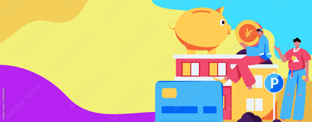 Naklejka premium Home loan flat vector concept operation illustration 