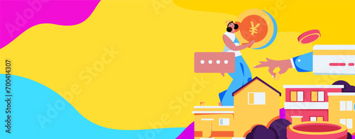 Home loan flat vector concept operation illustration
