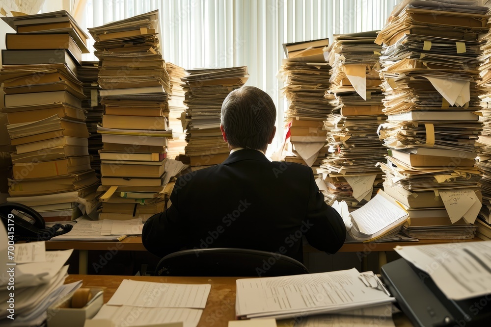 a lawyer is working in the incident archive room - obrazy, fototapety, plakaty 