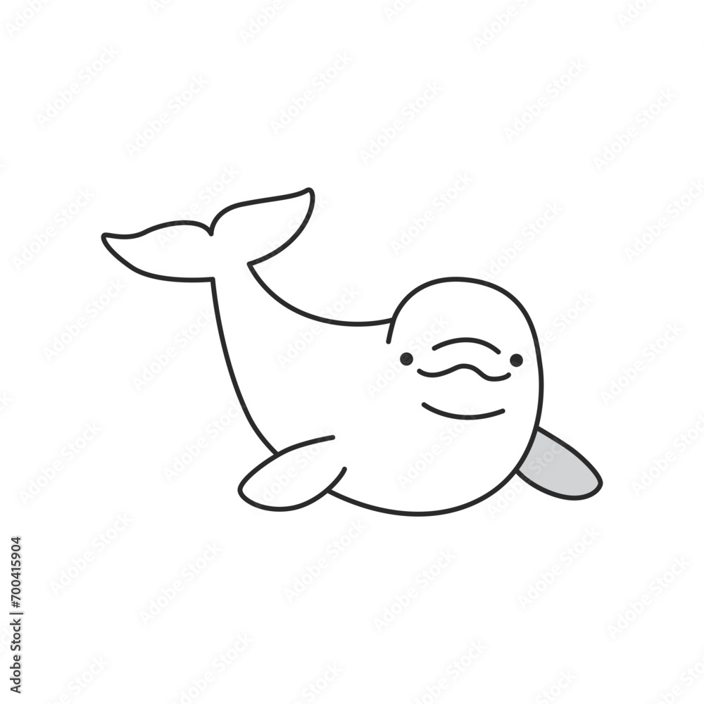 Cute beluga isolated on a white background. Vector illustration for your design Cute beluga isolated on a white background. Vector illustration for your design