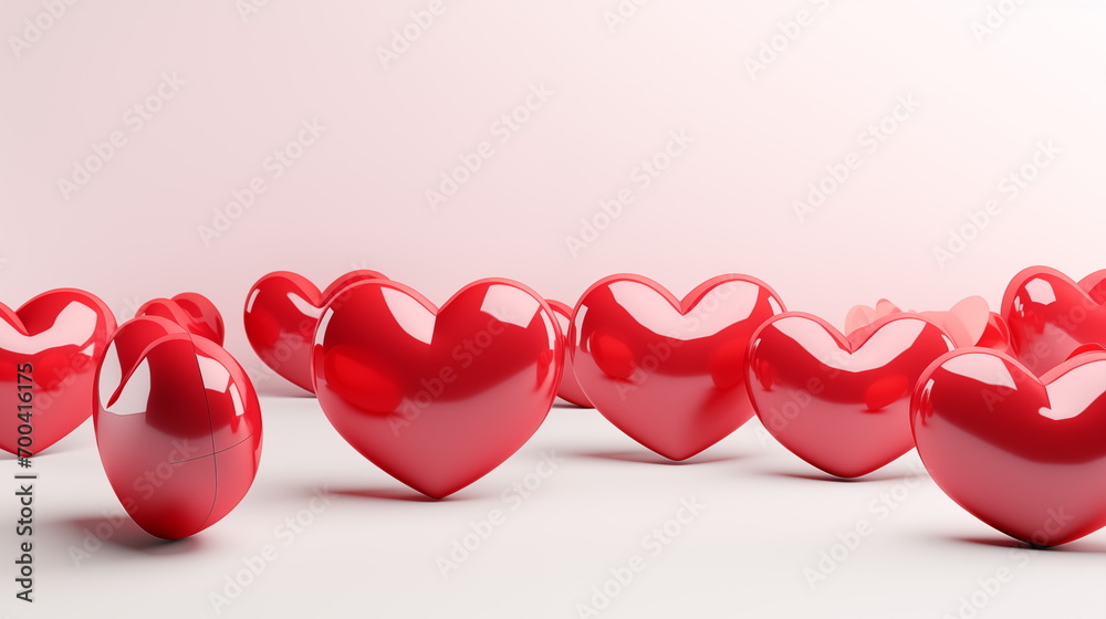 3d shiny heart shape, pastel, Valentine's Day concept. heart background. Generated AI. 3d shiny heart shape, pastel, Valentine's Day concept. heart background. Generated AI.