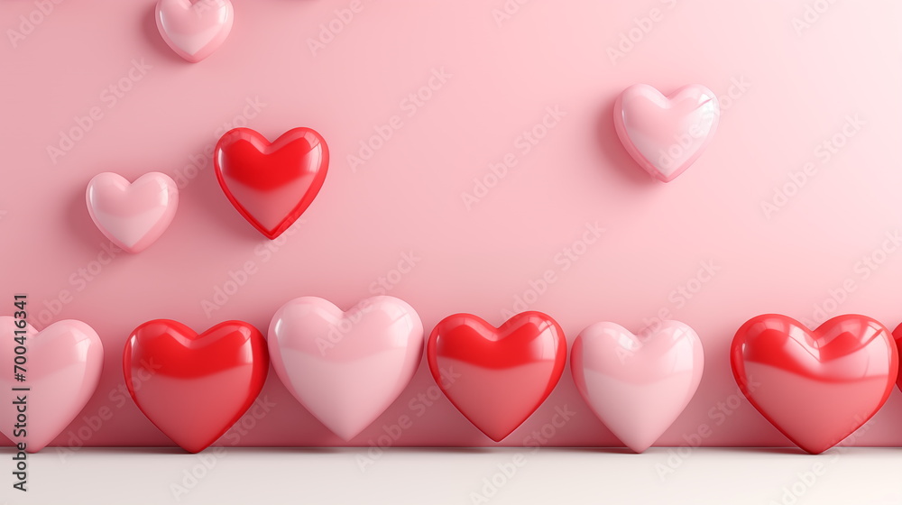 3d shiny heart shape, pastel, Valentine's Day concept. heart background. Generated AI.