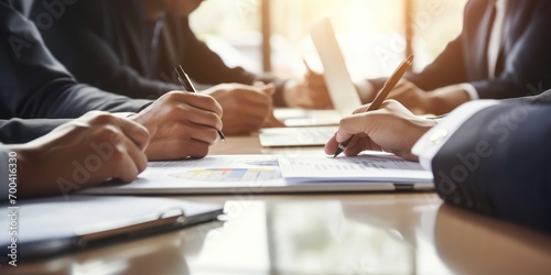 closeup business people hand working in group in boardroom discussion copy space 