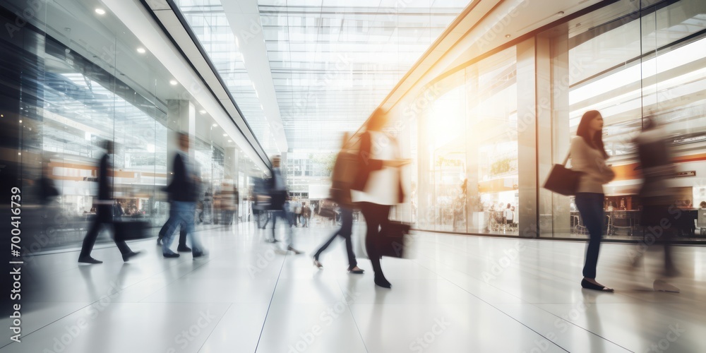 Blur people walking in modern shopping mall background