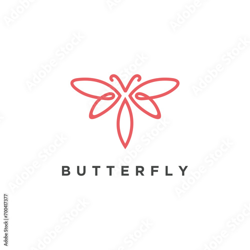 Butterfly Wings minimalist elegant logo design with line art modern simple style.