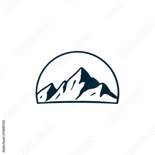 Minimalist Landscape Hills Mountain Peaks Vector logo design, nature illustration, outdoor symbol.