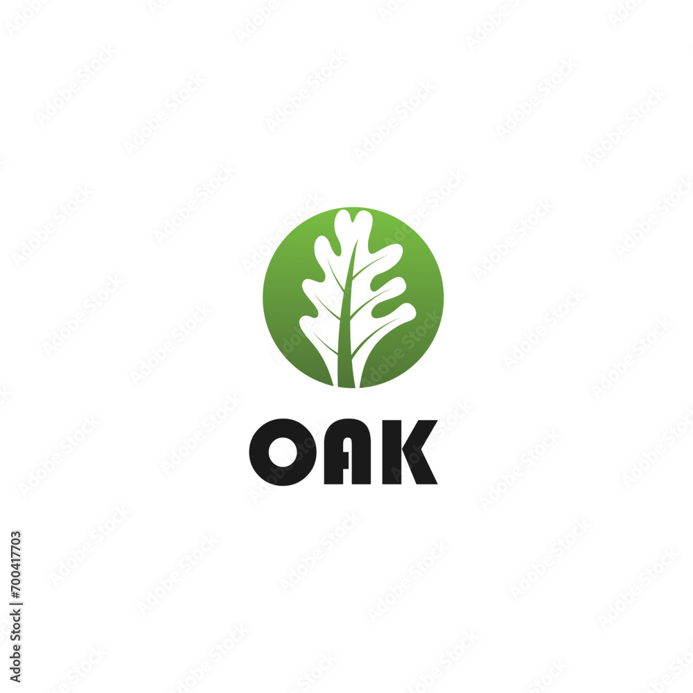 Obraz premium Oak leaf modern logo with a circle design