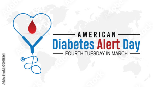American Diabetes Alert day is observed every year in March. Holiday, poster, card and background vector illustration design.