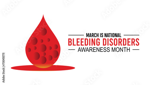 National Bleeding Disorders awareness month is observed every year in March. Holiday, poster, card and background vector illustration design.