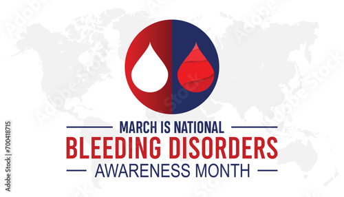 National Bleeding Disorders awareness month is observed every year in March. Holiday, poster, card and background vector illustration design.