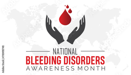 National Bleeding Disorders awareness month is observed every year in March. Holiday, poster, card and background vector illustration design.