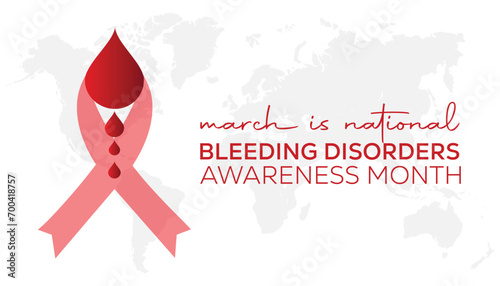 National Bleeding Disorders awareness month is observed every year in March. Holiday, poster, card and background vector illustration design.