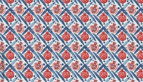 retro pop hand drawn watercolor, pomegranate seamless pattern for valentine's day, vector graphic resources, 16:9 widescreen wallpaper / backdrop, 
