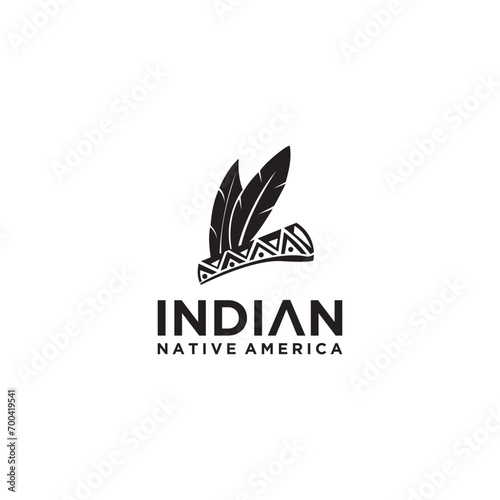 Indian logo design, illustration native American, United States symbol vector for company.