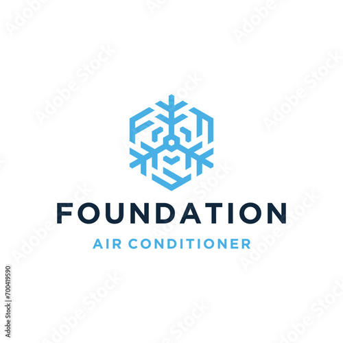 Initial Letter F Hexagon Patterned Air Conditioning For Logo Design Inspiration Brand Business Template.