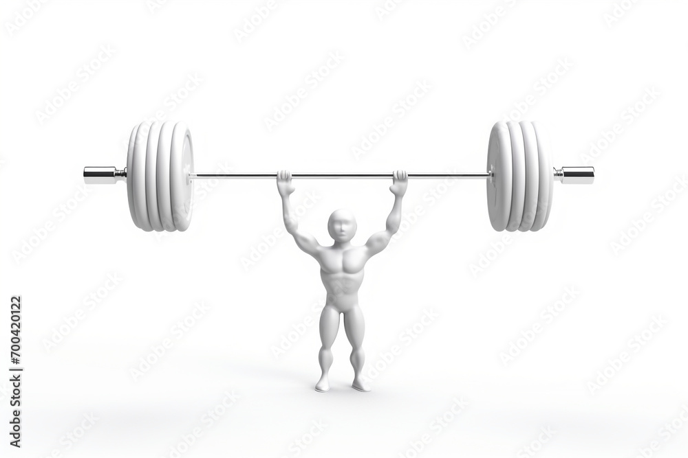 3d small people with a barbell Isolated on white background 3d small people with a barbell Isolated on white background