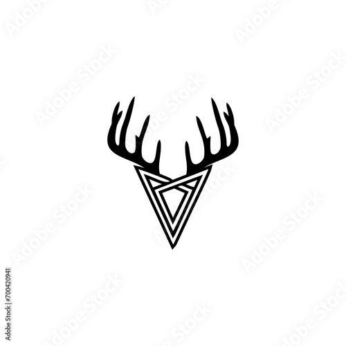 Spear Stag Deer Buck Antler Arrowhead for Hunting logo design inspiration