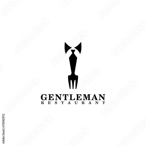 Gentleman restaurant modern logo, illustration eatery, cafe sign.