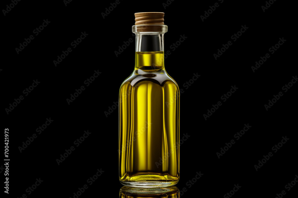 bottle of olive oil with reflection