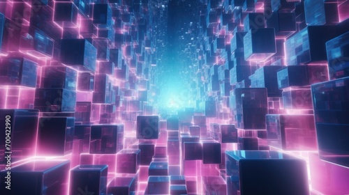 Cyberspace ambiance backdrop in cube form with cyberpunk flair photo