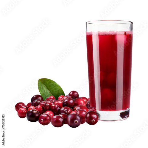 cranberry juice and a bunch of cranberries, without reflection, without shadow