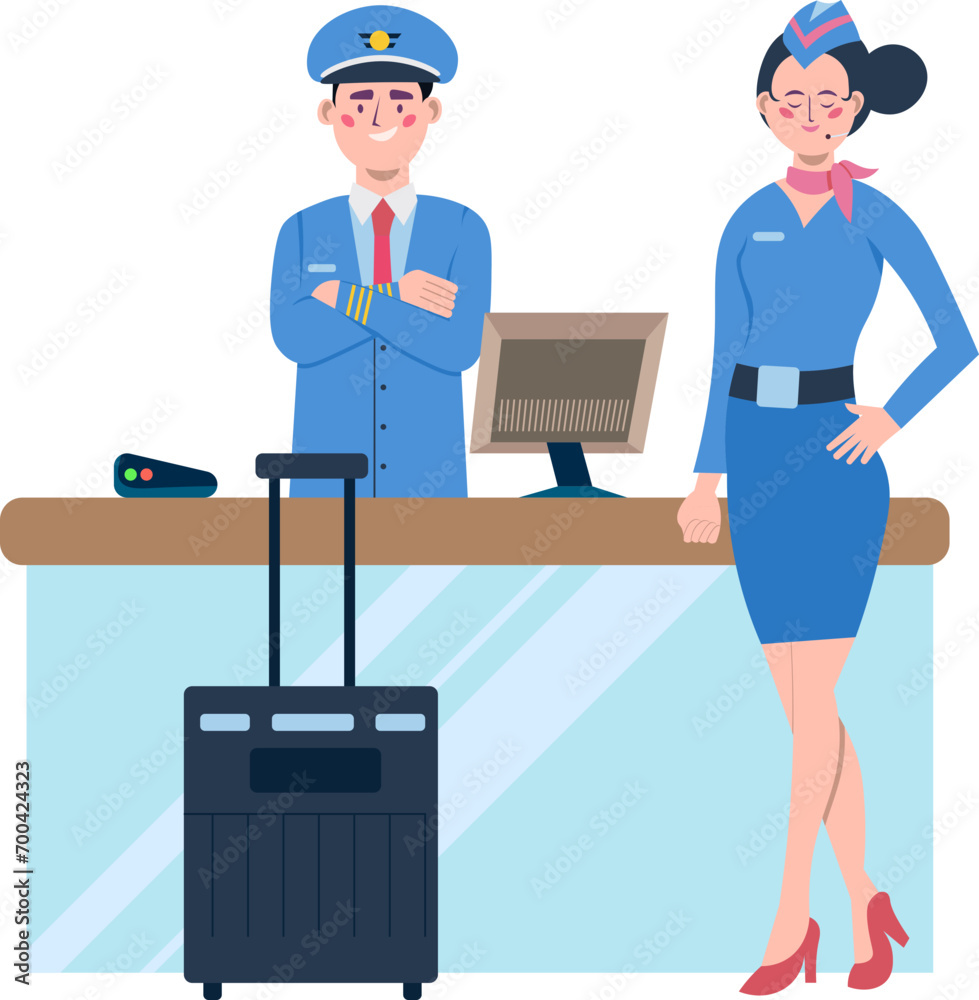 Pilot & Air Hostess Illustration