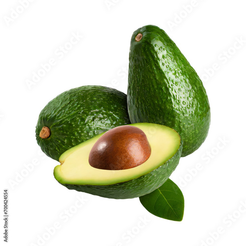 fresh avocado, fresh avocado, fresh leaf, without drop shadow