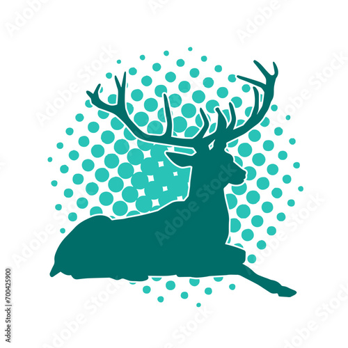 Silhouette of a wild deer forest animal with beautiful antlers. 