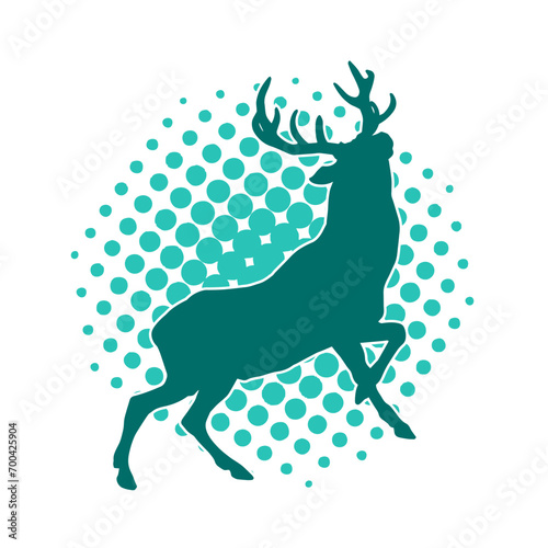 Silhouette of a wild deer forest animal with beautiful antlers. 