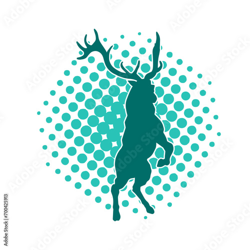 Silhouette of a wild deer forest animal with beautiful antlers. 