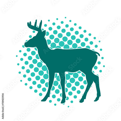 Silhouette of a wild deer forest animal with beautiful antlers. 