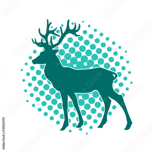 Silhouette of a wild deer forest animal with beautiful antlers. 