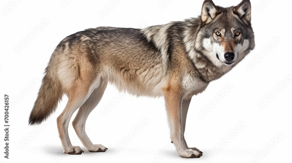 wolf isolated over a white background. AI Generative