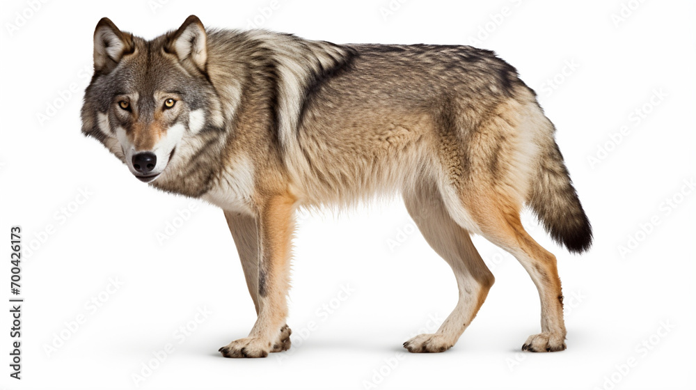 wolf isolated over a white background. AI Generative