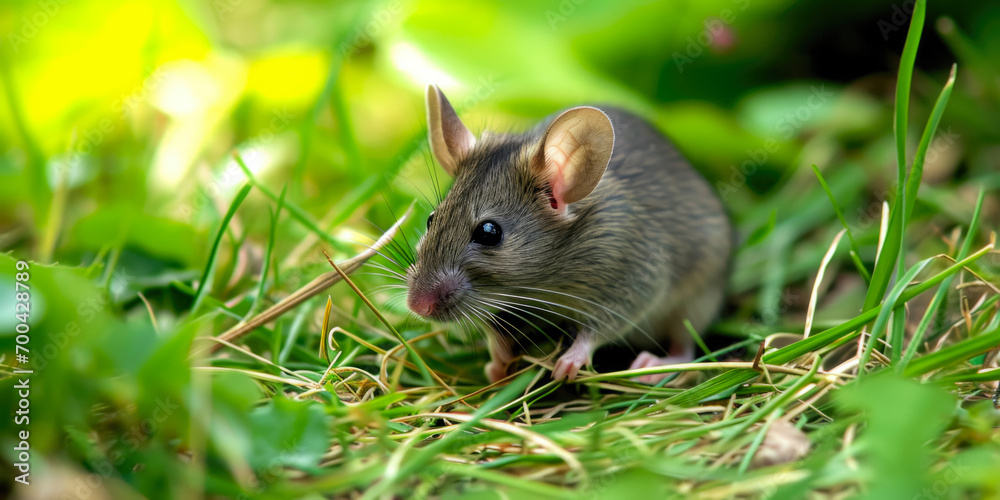 Gray Mouse In The Grass In The Middle Of A Clearing For Wallpaper Created Using Artificial Intelligence Gray Mouse In The Grass In The Middle Of A Clearing For Wallpaper Created Using Artificial Intelligence