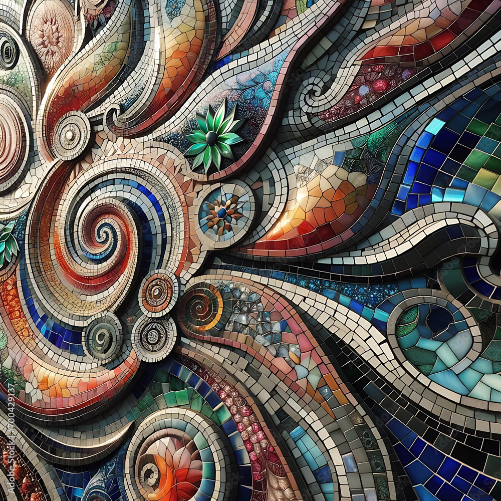 vibrant colored hybrid mosaics ai generated