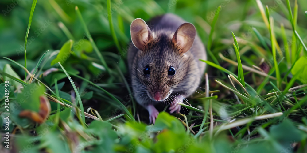 Gray Mouse In The Grass In The Middle Of A Clearing For Wallpaper Created Using Artificial Intelligence Gray Mouse In The Grass In The Middle Of A Clearing For Wallpaper Created Using Artificial Intelligence