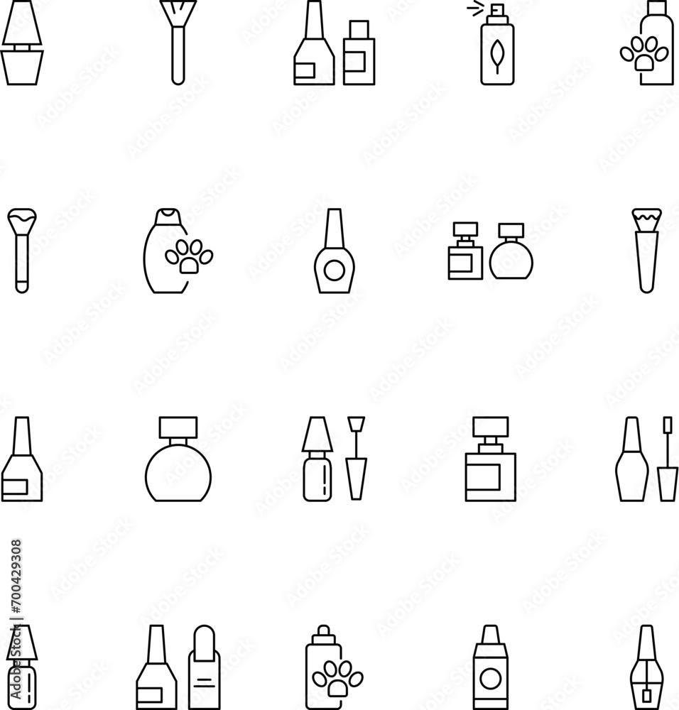 Beauty Bottles and Accessories Vector Line Icon Set Beauty Bottles and Accessories Vector Line Icon Set