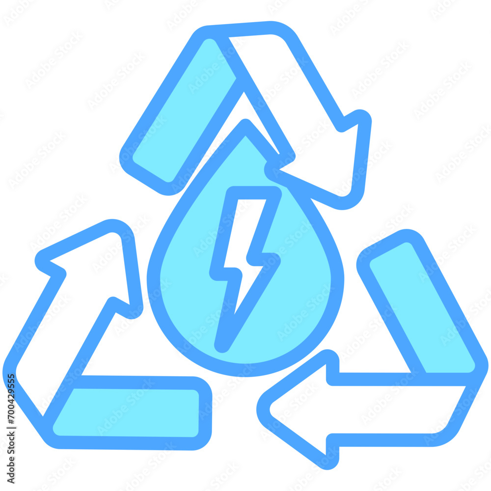 Recycling blue color icon, related to renewable energy, green energy. use for web, digital and app development Recycling blue color icon, related to renewable energy, green energy. use for web, digital and app development