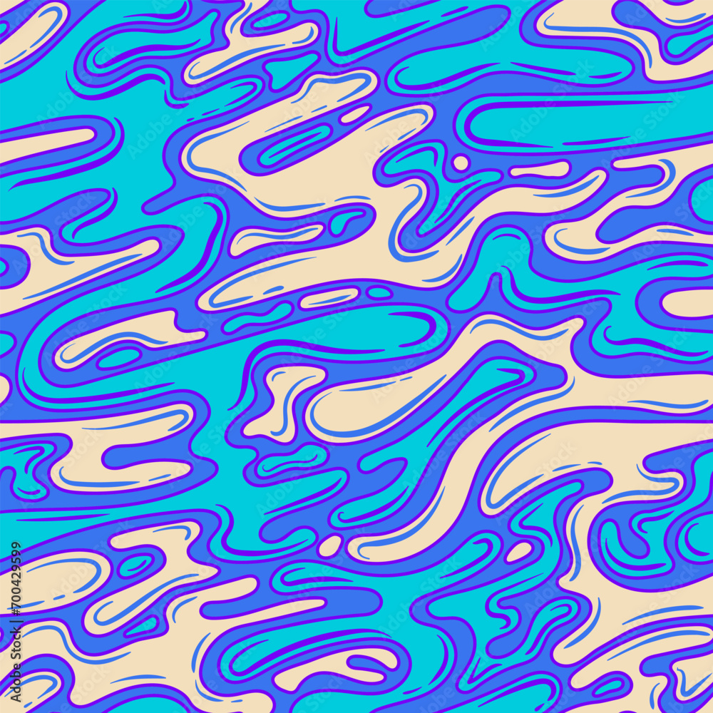 abstract illustration of blue liquid seamless pattern