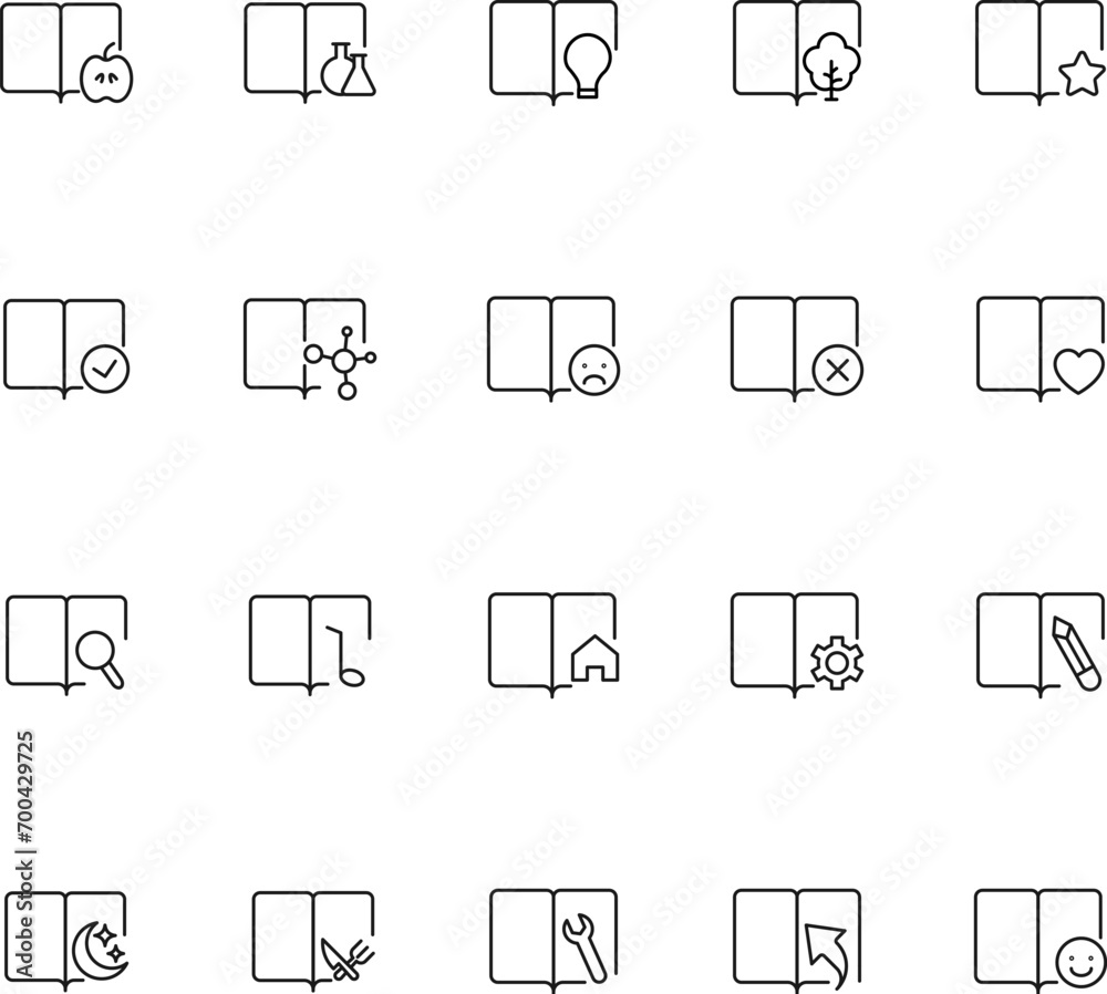Items By Book Vector Line Icon Set